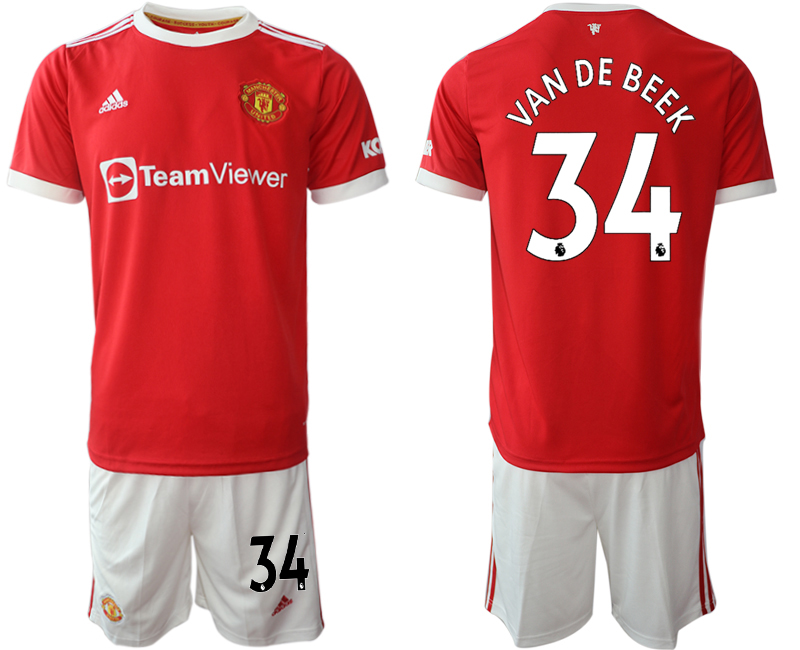 Men 2021-2022 Club Manchester United home red #34 Adidas Soccer Jersey->manchester united jersey->Soccer Club Jersey